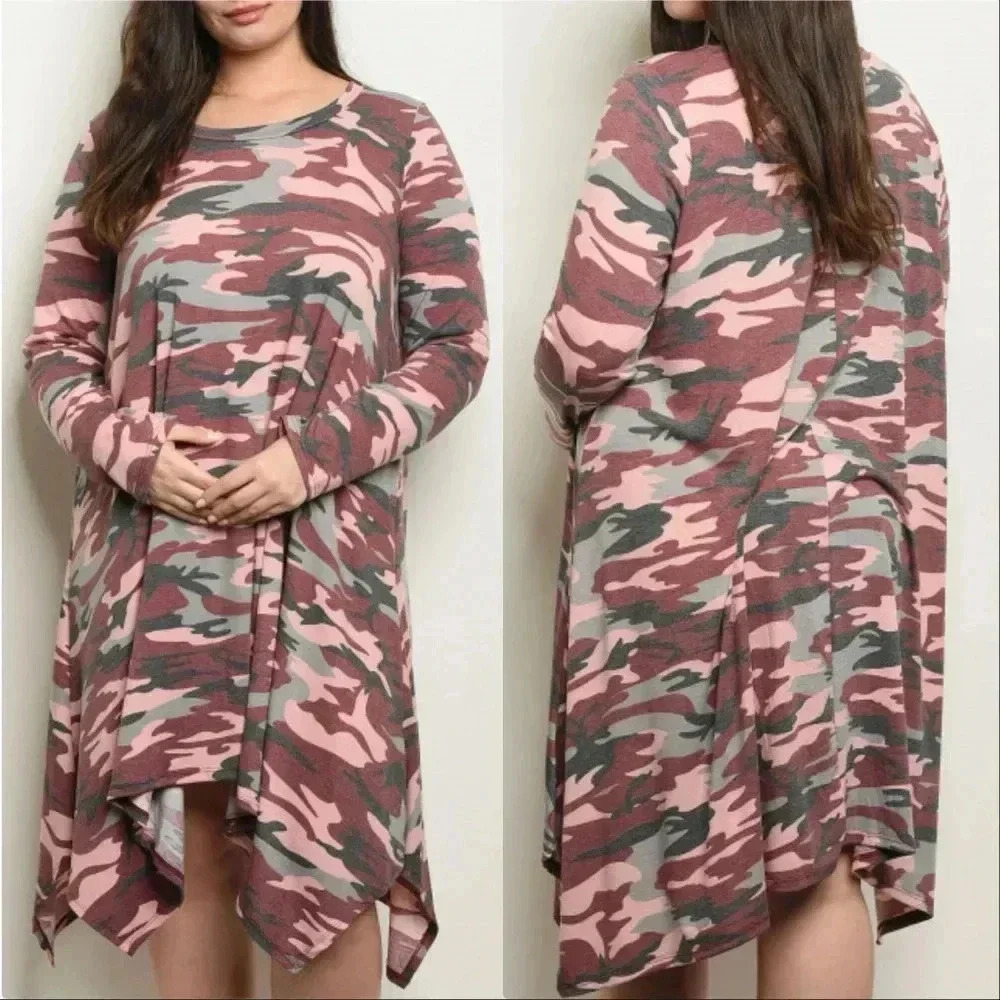 PLUS ARMY PRINT DRESS - Picture 1 of 1